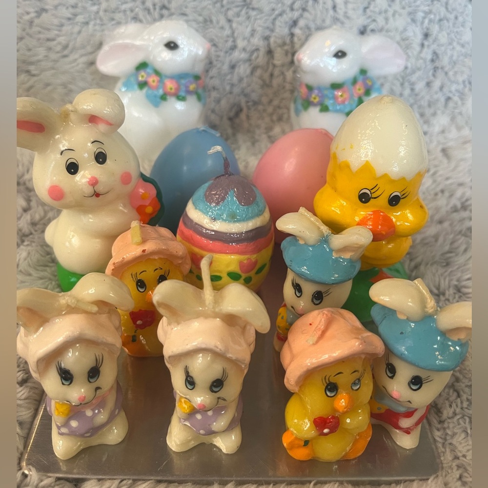 Vintage lot of 13 Easter Candles Bunny Egg‎ Holiday
